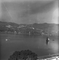 "Macau" Boats in the water, from a high vantage point.