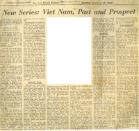 First of a series of four articles published in the New York Herald Tribune about the war in Vietnam in 1965 and prognasticating its outcome in 1966, page unknown
