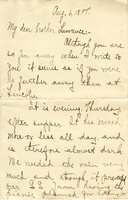 Handwritten 8 page letter from Amy Bruner to Lawrence Bruner, "Although you are so far away when I write…"
