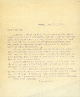Typewritten letter, 1 page, from Frank H. Shoemaker to Robert H. Wolcott, "I think I shall be able to get away on the early train next Saturday afternoon, but as I may be detained until the later train you had better not plan to meet me; I shall try to curb my appetites and reach your residence in presentable condition, but of course I can't promise absolutely."