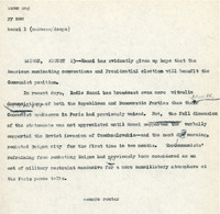 Original title: "hanoi", Keever's title: "Hanoi Supports Soviet Invasion of Czechoslovakia; Denounces U.S. Democratic and Republican Parties and their Nominees." Article draft about North Vietnam's reaction to the Warsaw Pact's invasion of Czechoslovakia and the U.S. Presidential primaries of 1968. Written for the Christian Science Monitor