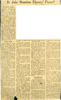 Article published in the New York Herald Tribune about an analysis of President Johnson's decisions at the Honolulu Conference. The article addresses the ways Johnson's decisions undermined "Domino Theory", the end of support for military juntas in South Vietnam, and the administration's desire to end the war instead of getting a total victory, page unknown