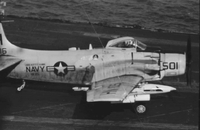 "7th Fleet" A Naval plane on an aircraft carrier.