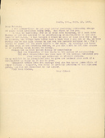 Typewritten letter, 1 page, from unknown (likely Frank H. Shoemaker) to Robert H. Wolcott, "I was disappointed to get your letter yesterday announcing change of plans which precluded Omaha trip. Had hoped to see you."