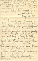 Handwritten 2 page letter from Seba Dewell to Lawrence Bruner, "I can't get Marcia to tell you about…"