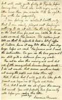 Handwritten 2 page letter from Lawrence Bruner to Marcia Bruner, "Well we have finally reached our first port out of New York after a tedious voyage..."
