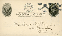 Typewritten postcard from Robert H. Wolcott to Frank H. Shoemaker, "The next meeting of the Nebraska Academy of ciences will be held at the State University, Jan. 27 and 28, 1905."