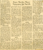 Article published in the New York Herald Tribune about the Vietnamese and US Military reactions to anti-war demonstrations in America, page unknown