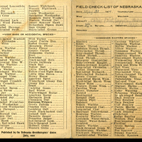 Frank H. Shoemaker bird record, sited on May 31, 1914, in Sarpy County, Nebraska, and recorded on the "Field Check List of  Nebraska Birds."