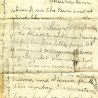 Handwritten 2 page letter from Psyche Bruner to Lawrence Bruner, "There has been a skunk in the barn…"