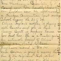 Handwritten 2 page letter from Seba Dewell to Lawrence Bruner, "I can't get Marcia to tell you about…"