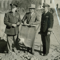Architect Ellery H. Davis (center) with military science faculty.