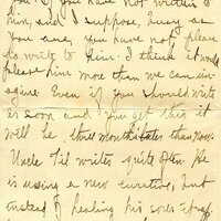Handwritten 8 page letter from Amy Bruner to Lawrence Bruner, "Although you are so far away when I write…"