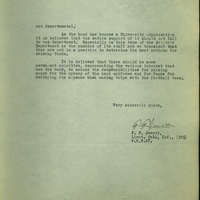 2 of 2
Letter from Lieut. F. F. Jewett to Chancellor Burnett, December 27, 1928 calling attention to the role of the band as a university organization and therefore the need for the university to support the R.O.T.C. band with funds for uniforms and travel arrangements.