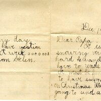 Handwritten 2 page letter from Helen Bruner to Lawrence Bruner, "It is snowing very hard here and we have to…"