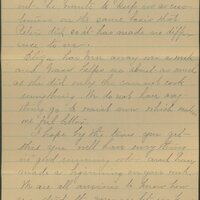 Handwritten 4 page letter from Marcia Bruner to Lawrence Bruner, "We are thinking of you today as ever…"