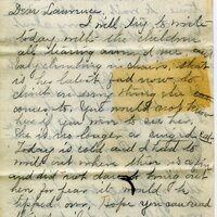 Handwritten 8 page letter from Marcia Bruner to Lawrence Bruner, "I will try to write today with the children…"