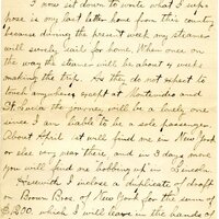 Handwritten 2 page letter from Lawrence Bruner to Marcia Bruner, "I now sit down to write what I suppose is my last letter home from this country."