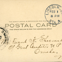 Handwritten postcard from Robert H. Wolcott to Frank H. Shoemaker, "Working hard on my president's address..."