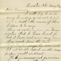 Handwritten 6 page letter from Marcia Bruner to Lawrence Bruner, "I will try to write every Sunday as not to..."