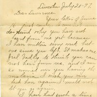 Handwritten 2 page letter from Marcia Bruner to Lawrence Bruner, "Your letter of June 16 just came…"