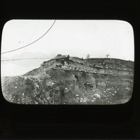 Original caption: Louisville & South Bend Limestones. Class studying carboniferous strat. Meadow, Nebr. Cass County. (121111-00245)