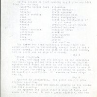 Frank H. Shoemaker typescript, 20 pages, detailing bird sightings, field trips, photography, and associated activities in Omaha, Nebraska.