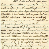 Handwritten 2 page letter from Lawrence Bruner to Marcia Bruner, "Well I did not write you from Victoria…"