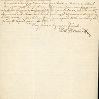 Handwritten 2 page letter from Robert H. Wolcott to Frank H. Shoemaker, "Yours of the 18th recieved and am much disappointed- what can have happend to make a change in your plans necessary?"