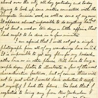 Handwritten 4 page letter from Lawrence Bruner to Marcia Bruner, "Well I am nearly tired out from running about over the city all day yesterday and today trying to look up some matters connected..."