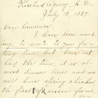 Handwritten 8 page letter from Ella Bruner to Lawrence Bruner, "I have been wanting to write to you for a long time…"
