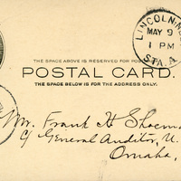 Handwritten postcard from Robert H. Wolcott to Frank H. Shoemaker, "Am looking foward with greatest anticipation to Saturday + Sunday."