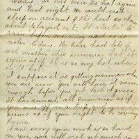 Handwritten 6 page letter from Marcia Bruner to Lawrence Bruner, "I did not go to church today..."