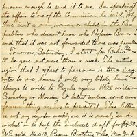 Handwritten 4 page letter from Lawrence Bruner to Marcia Bruner, "Well I am nearly tired out from running about over the city all day yesterday and today trying to look up some matters connected..."