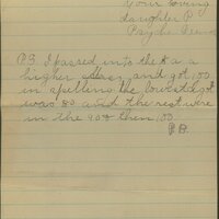 Handwritten 2 page letter from Psyche Bruner to Lawrence Bruner, "I thought I would write you a letter…"