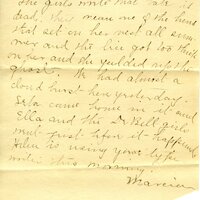 Handwritten 1 page letter from Marcia Bruner to Lawrence Bruner, "The girls write that 'Jake' is dead…"