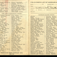 Frank H. Shoemaker bird record, sited on July 3-13, 1911, in Thomas Couny, Nebraska, and recorded on the "Field Check List of  Nebraska Birds."