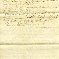 Handwritten 2 page letter from Marcia Bruner to Lawrence Bruner, "I did not go to church today..."