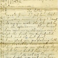 Handwritten 11 page letter from Marcia Bruner to Lawrence Bruner, "The letter you wrote June 27 got here…"