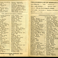 Frank H. Shoemaker bird record, sited on May 16, 1909, in Sarpy County, Nebraska, and recorded on the "Field Check List of  Nebraska Birds."