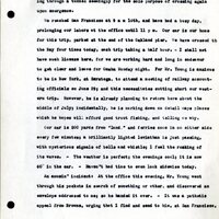Frank H. Shoemaker typescript, 19 pages, noted on front page as "Have selected from my pocket day-dooks items pertaining to my leisure activities while on trips as private secretary to General Auditor of U.P.-S.P. and affiliates."