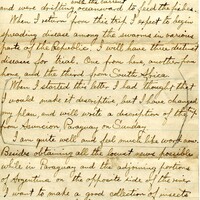 Handwritten 4 page letter from Lawrence Bruner to Psyche Bruner, "Just a week ago today I wrote a letter (to Mamma) from Carcarañá..."