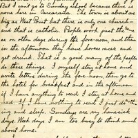 Handwritten 2 page letter from Lawrence Bruner to Helen Bruner, "It is Sunday today here in South America just as it is at homewhere we see the ''stars and stripes'."