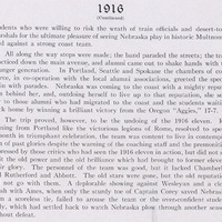 An excerpt from the season recap specifically discussing the trip to Portland to play the O.A.C. Aggies. The yearbook discussed how the Portland trip by the Cornhuskers was unique to college football.