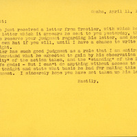 Typewritten letter, 1 page, from Frank H. Shoemaker to Robert H. Wolcott, "I have just received a letter from I.S. [Isador] Trostler, with which he encloses draft of a letter which it appears he sent to you yesterday, the 10th."