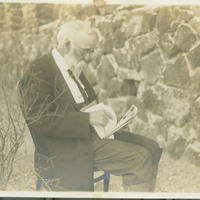 Bessey taking time to sit down and work on his research.