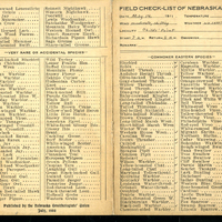 Frank H. Shoemaker bird record, sited on May 14, 1911, in Sarpy County, Nebraska, and recorded on the "Field Check List of  Nebraska Birds."