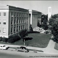 with Mueller Tower, 1950s.