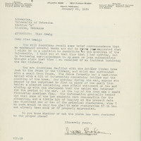 A letter from Victor C. Graham to "Miss Craig" discussing the defacement of the Schiller linden tree during his time at UNL.