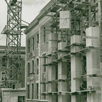 Construction, pillars on north facade.